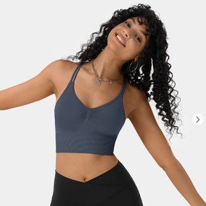 Halara Low Support Backless Crisscross Sports Bra - Blue Gray
